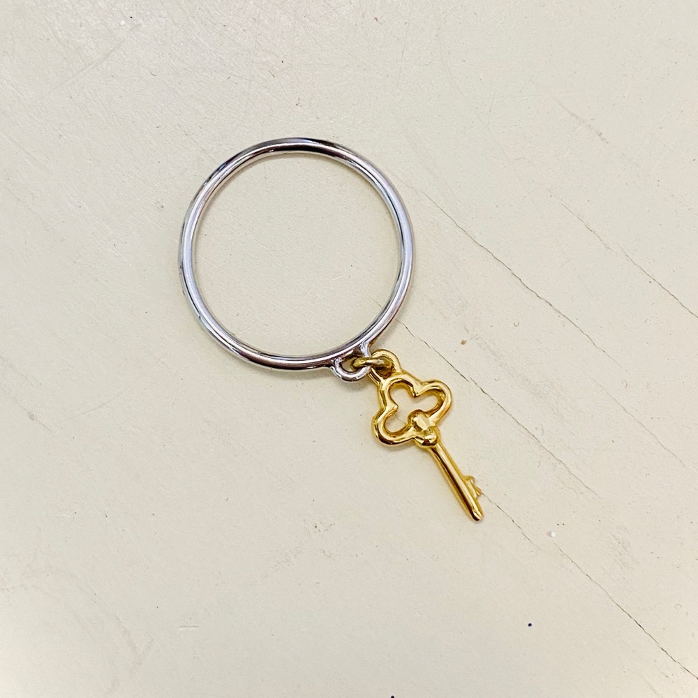 Sterling Silver Two Tone Key Charm Ring